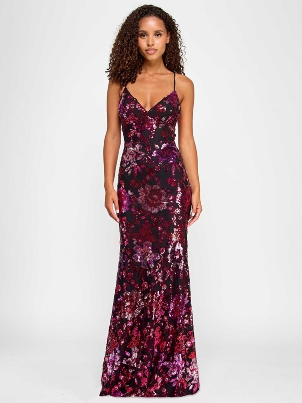 City Studios Dress Size 9/10 Sequin  Embellished V-Neck Sleeveless Gown Bra Prom